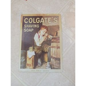 Colgate shaving soap his first shave nostalgic art print on tin 6x8.5